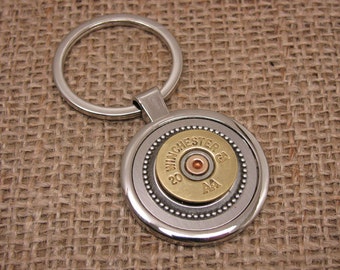 Men's Accessories - Keyrings - Shotgun Casing Jewelry - Quality Round 20 Gauge Shotshell Stainless Key Ring - Gift for Guy, Groomsmen Gifts