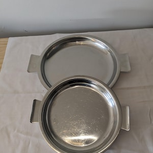 Vintage Midcentury Modern metal serving tray platters Swedish Skara Stal Stainless Steel