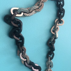 John Hardy designer sterling silver ebony dot link chain choker necklace