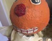 Vintage ooak handmade primitive Halloween jack o lantern pumpkin folk art ghost artisan artist pipe cleaner