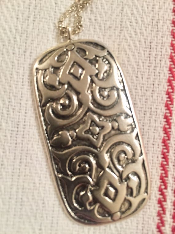 Solid sterling silver 925 large scrollwork pendan… - image 1