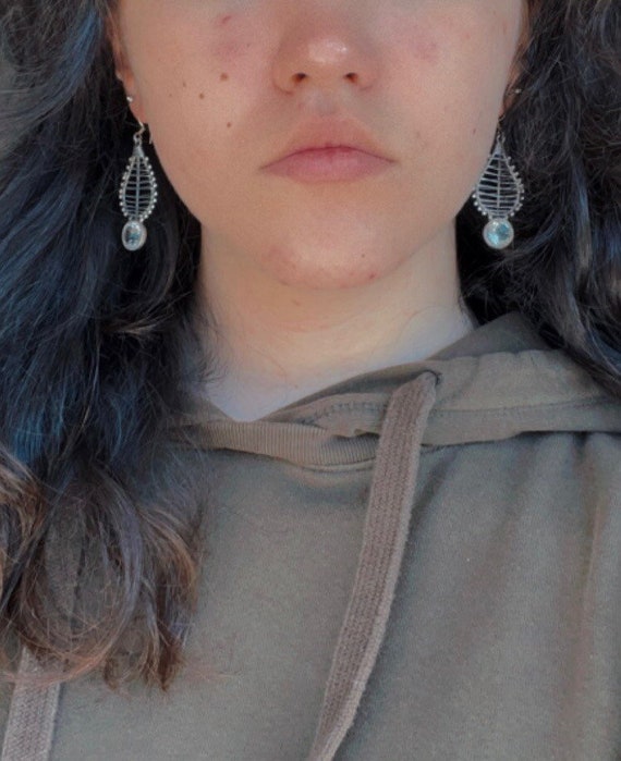 vintage sterling silver gemstone quartz earrings … - image 4