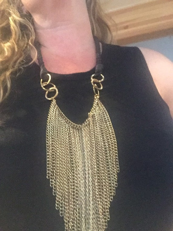 Huge statement metal chain necklace rope curb blac