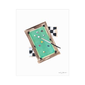 Billiards Wall Art Print, Pool Table Decor, Game Room Aesthetic, Unframed Artwork for Sports Lovers, Unique Home Decor