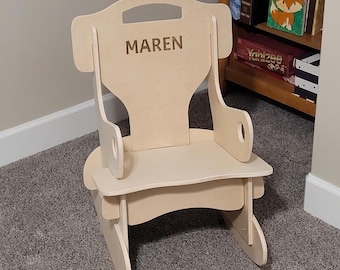Personalized Engraved Wooden Rocking Chair for Children