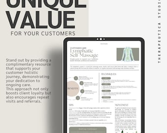 Lymphatic Self-Massage For Your Customers | Editable on Canva | Digital Download for Therapists | DIY Lymphatic Drainage Techniques