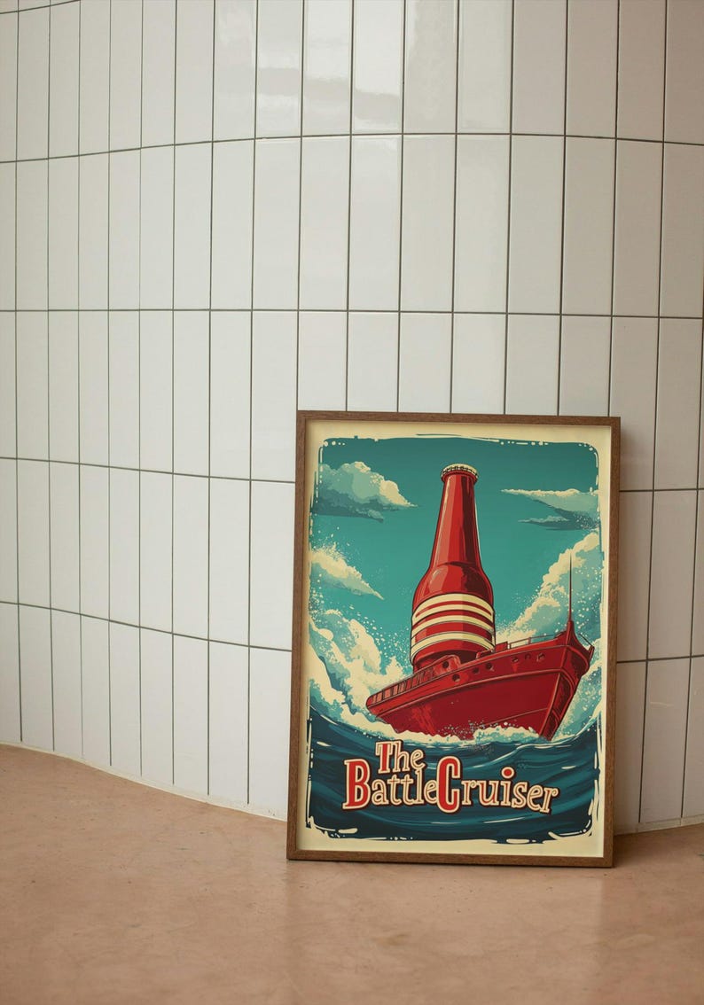 Funny BEER Poster, Pub Wall Art, Cartoon Retro Style Beer Print, Unique