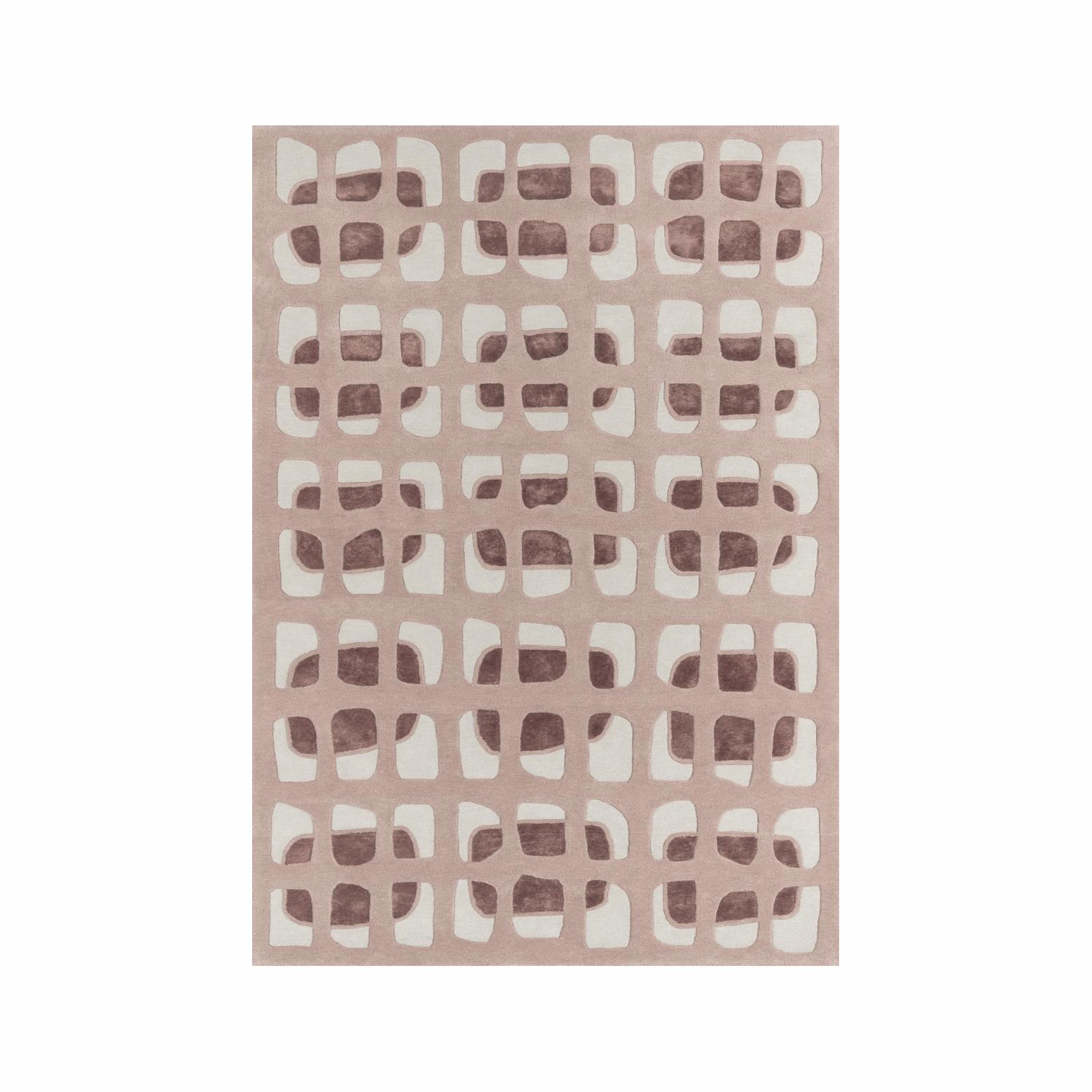 Hand-tufted Wool Rug – Modern Blush & Ivory Grid Design - Etsy