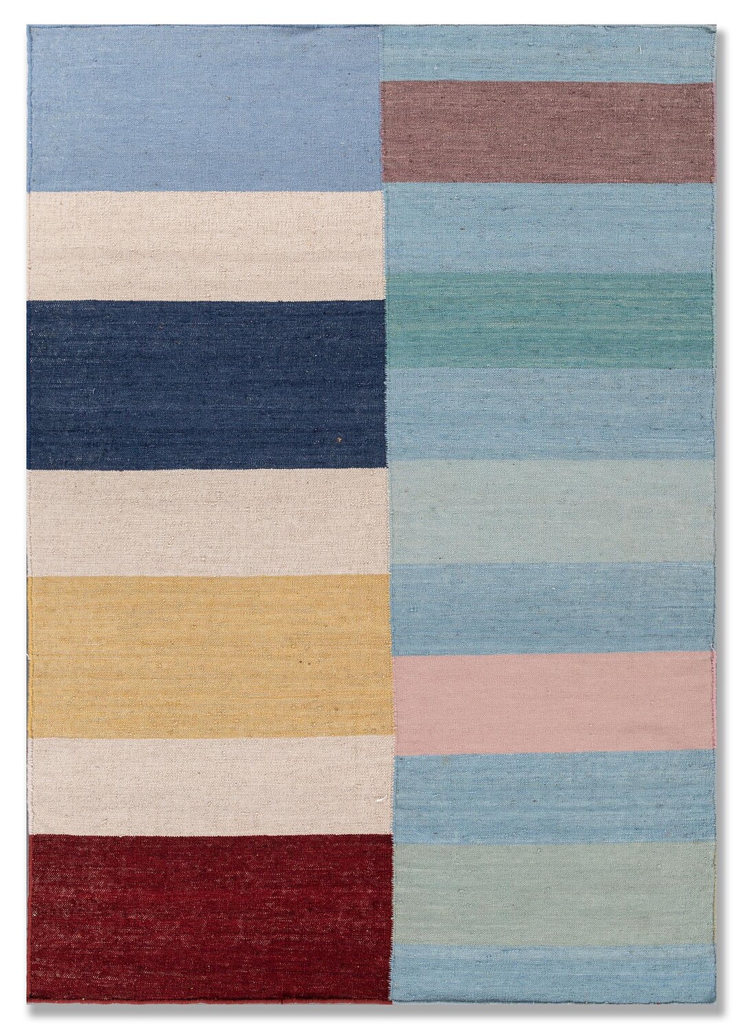Multi Color Block Striped Rug | Modern Split Panel Flatweave Area Rug ...