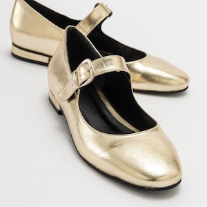 Gold Woman Flat Shoes, Woman Babet, Ballet Flats, Flat Shoes, Office Shoes, Casual Babet, Gold Mary Jane Shoes, Flat Heel, Wish, Carmen A1