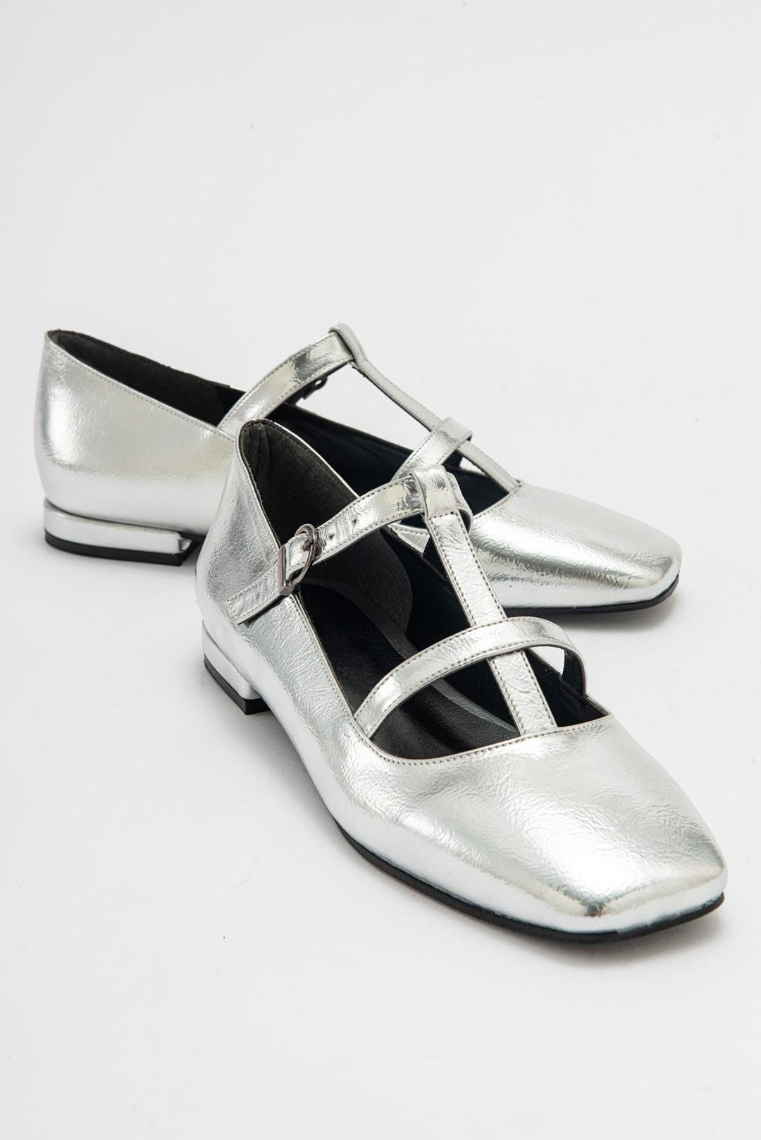 Handmade Leather Silver Mary Jane Shoes Elegant Lame Flats Etsy — free download