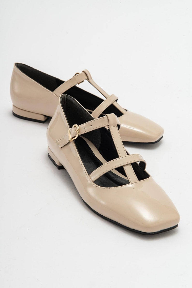 Leather Mary Jane Shoes in Blue (24-35EU)