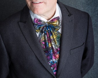 Rainbow sugar skull cravat, multicolour necktie scarf