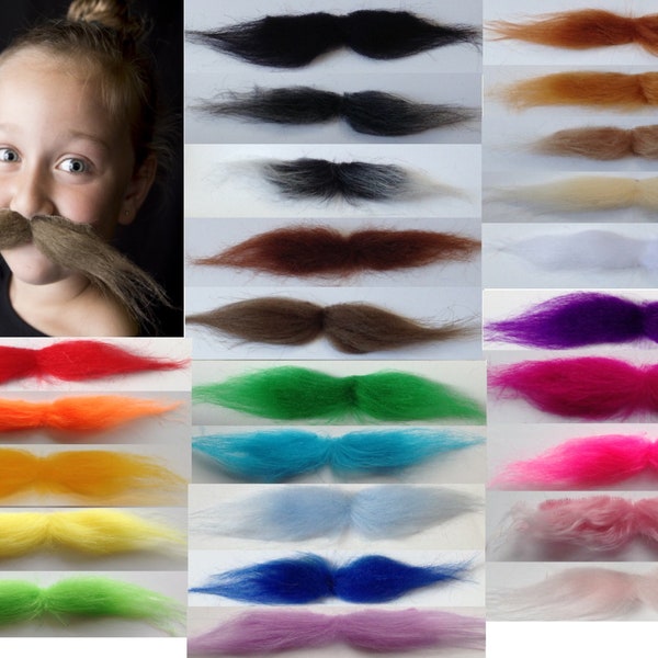 Stick on fake handlebar moustache in many colours