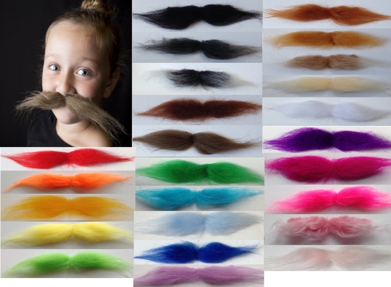 Stick on Fake Handlebar Moustache in Many Colours Etsy