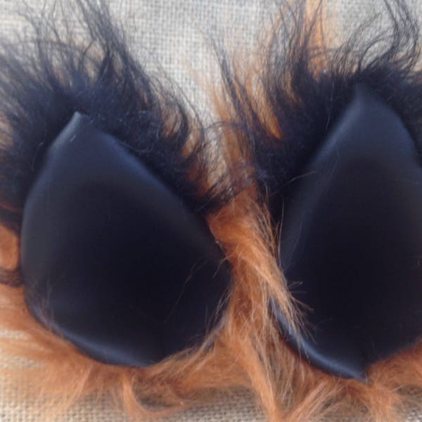 Clip in furry ears with black tip for red fox. Ginger fox ears. Black and ginger ears. Black tip fox ears. Red and black ears. British fox.