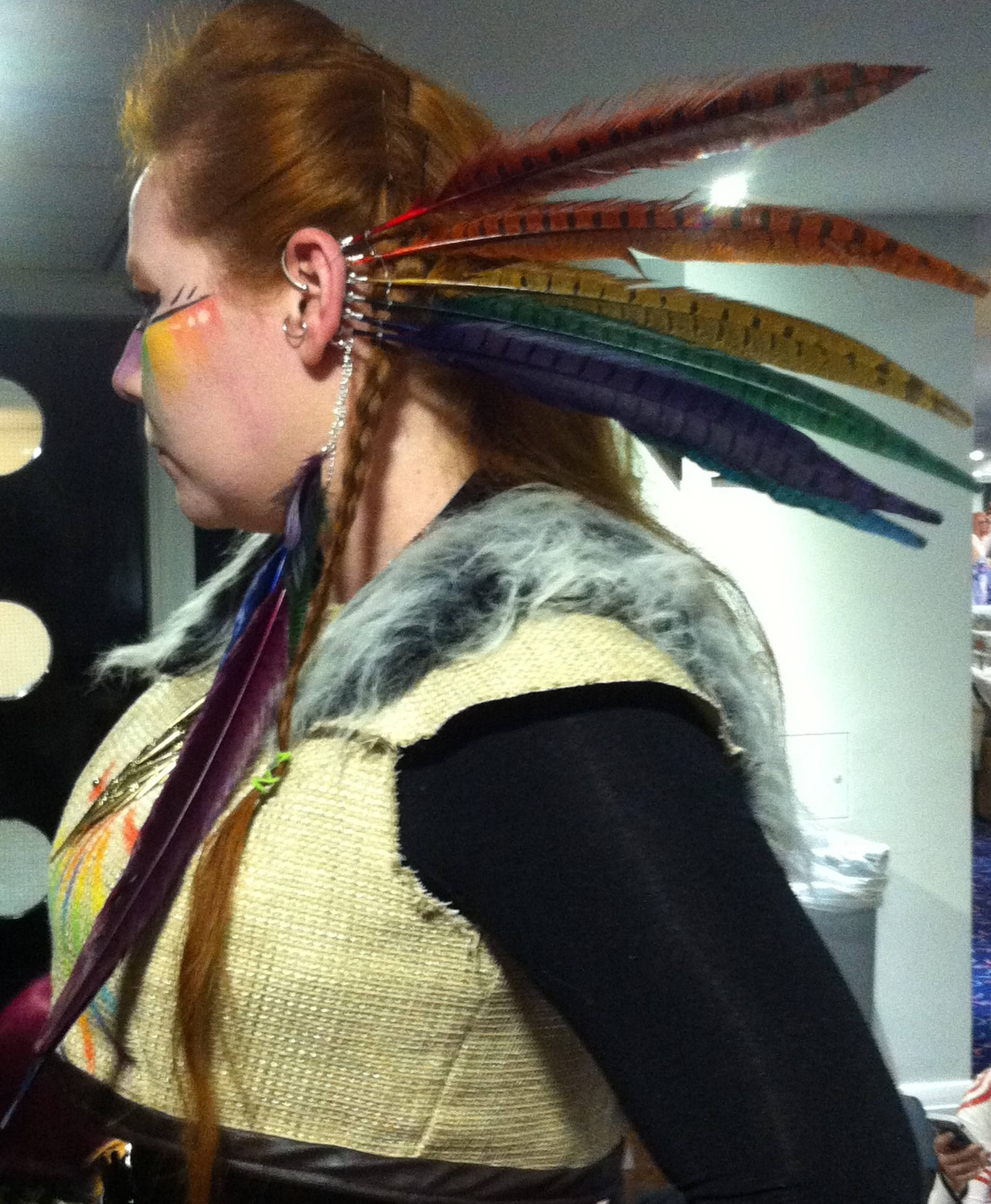Rainbow Feather Cuff - Non Pierced Ear Cuff - Ear Feathers  display picture 1