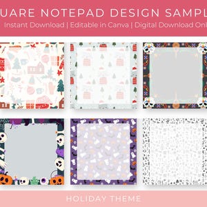 Printable Square Notepads Personalized Templates Cute Designs Memo Pads ...