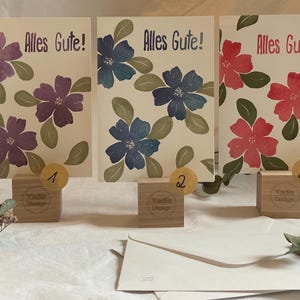 Handgemachte Grußkarte, Unikat, Geburtstagskarte, Genesungswünsche, Alles Gute, Blumen, gestempelt, Original