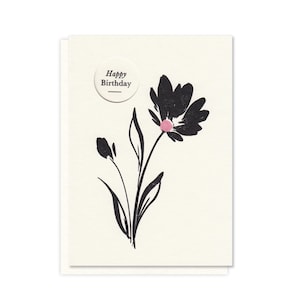 d'anniversaire typographique | de voeux de luxe | Fleurs | Minimal | Fabriqué à la main| Conception monochrome