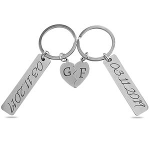 Keychain with engraving | personalized pendant | set of 2 engraved with names | gift for partner, anniversary, Valentine&#39;s Day, birthday