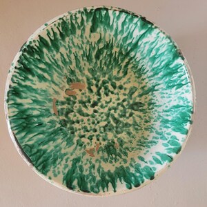 Large Antique Pugliese Terracotta Bowl. Glazed Majolica. Early 1900s