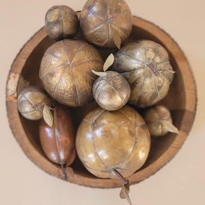 Original Italian Vintage Brass Fruit Sculptures