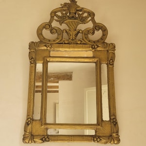 Antique French Gilded Mirror, Hand Carved. Late 19th Century