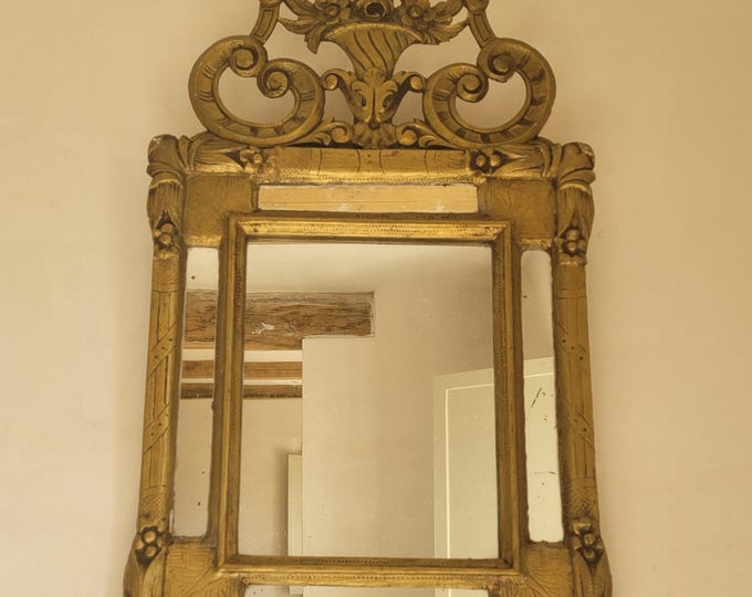 Featured listing image: Antique French Gilded Mirror, Hand Carved. Late 19th Century
