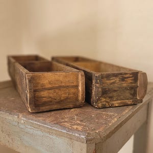 Pair of Vintage Italian Wooden Storage Boxes. Vintage Brick Molds from Bologna