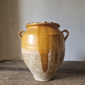 Stor antik fransk stengodsskruka i confiterat stengods, Provence. Tidigt 1900-tal