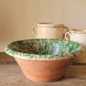 Vintage Pugliese Handmade Terracotta Bowl. Glazed. Limmo. Ceramics. Early 20th Century