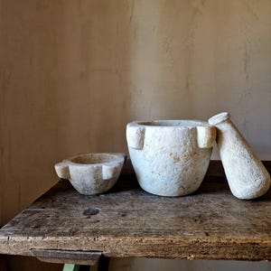 XL Antique Italian Marble Mortar and Pestle, 19th Century.