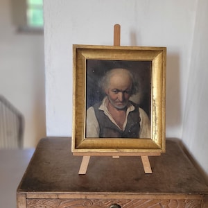 Antique Italian Male Portrait. Gilt Frame. Late 19th Century/Early 20th Century