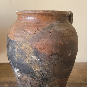 Antique Italian Terracotta Pot, Antique Ceramic Vase, Earthenware, Early 20th Century