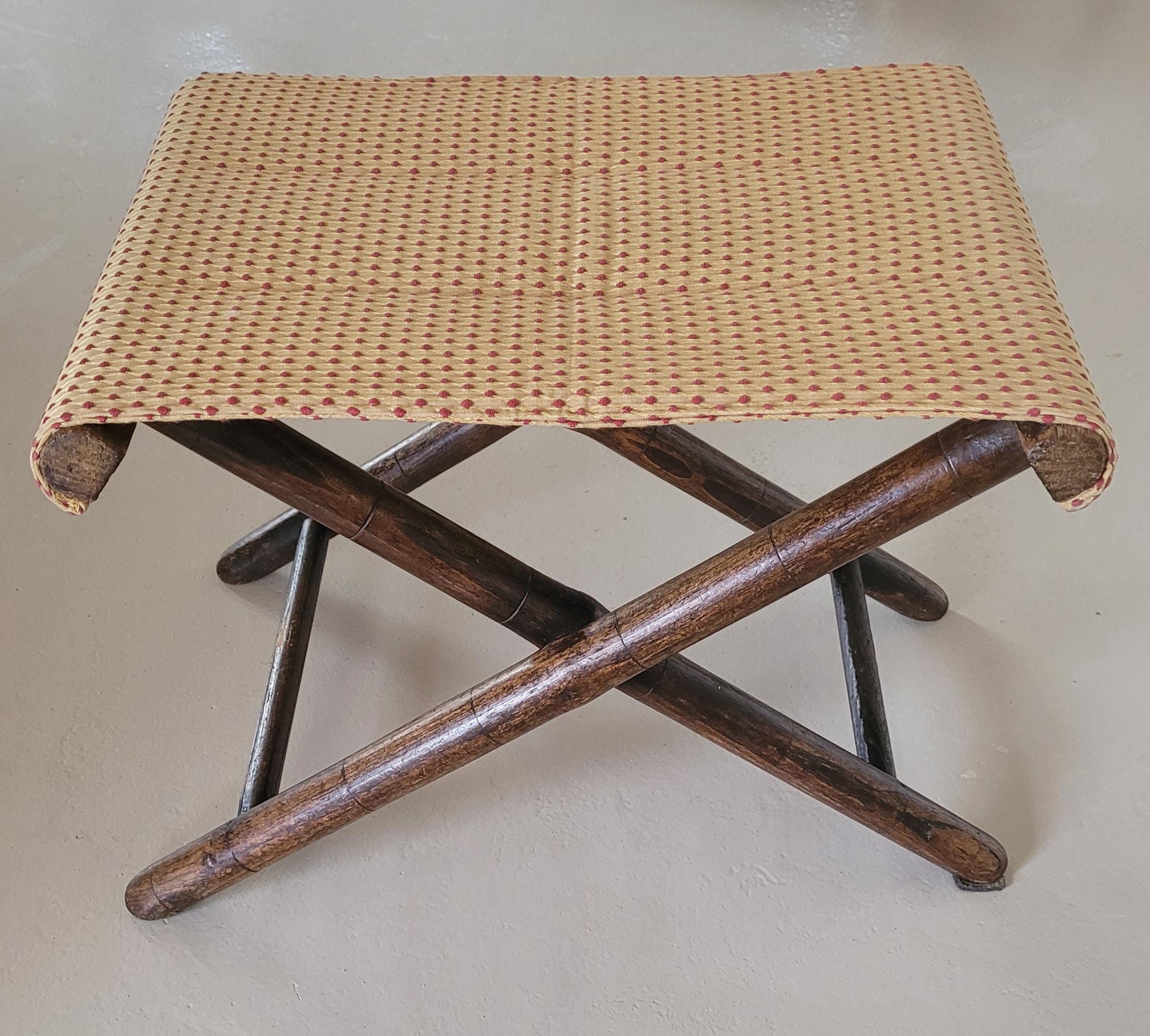 Vintage Italian Foldable Bamboo Foot Stool