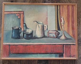 Vintage Italian Painting on Board. Signed