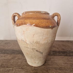 Spanish Terracotta Olive Pot, Antique Ceramic Vase, Earthenware