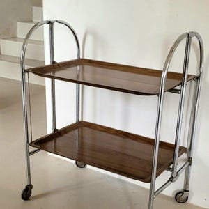 Bremshey & Co Chrome folding trolley/Bar Cart/1970s drinks trolley