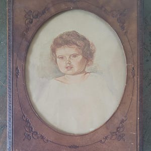 Antique Italian Watercolour. Portrait of Young Girl. Signed. 1929