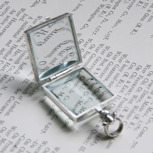 Square Glass Locket Sterling Silver Double Sided #8