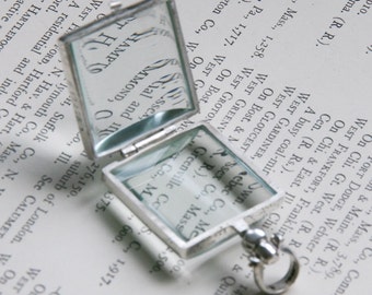 Square Glass Locket Sterling Silver Double Sided #8