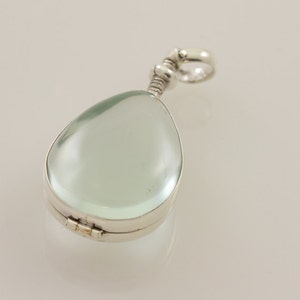 Teardrop Glass Locket Memento Sterling Silver #9