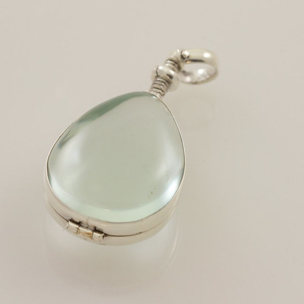 Teardrop Glass Locket Memento Sterling Silver #9