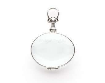 Oval Sterling Silver Glass Locket Double Sided