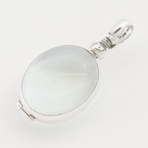 Small Oval Glass Locket Charm Sterling Silver #6