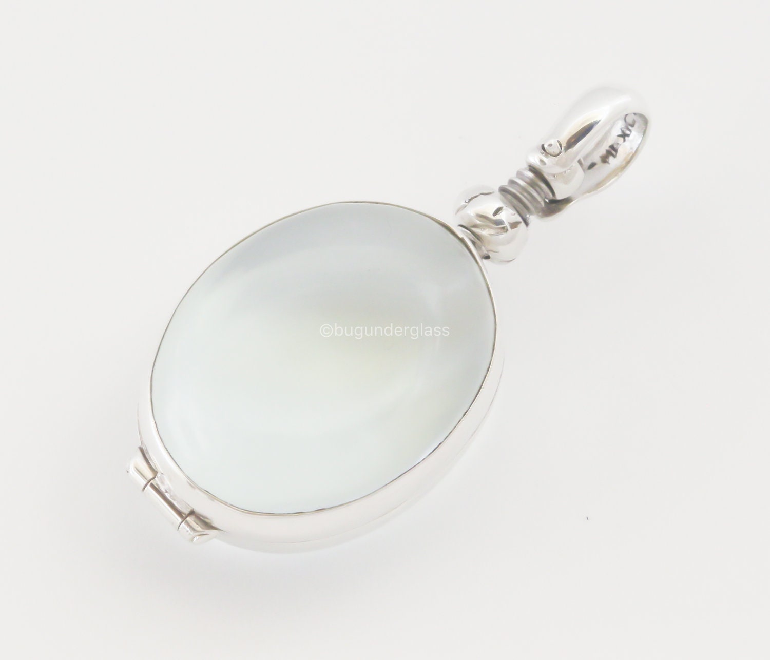 Small Oval Glass Locket Charm Sterling 