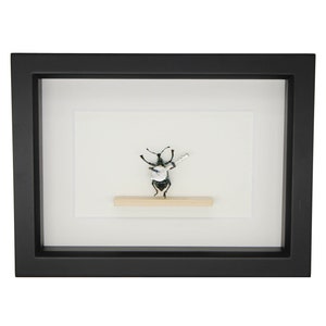 real beetle playing banjo insect shadowbox 6x8 frame