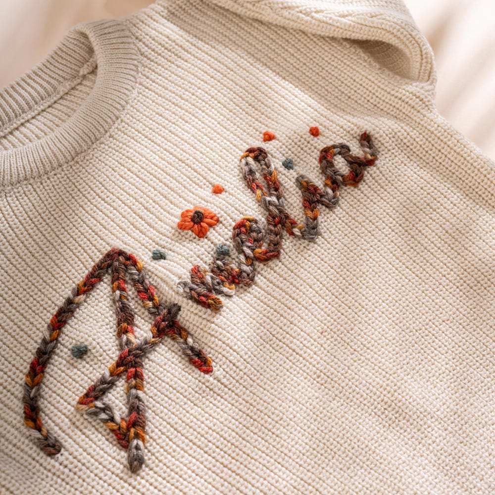 Initial Age Sweater Personalized Baby Name Sweater | Embroidered Children Sweatshirt, Customized Baby Gifts, Knit Sweater Toddler, Hand Embroidered Sweater Name Gift For Daughter Gifts For Day Realtorgift