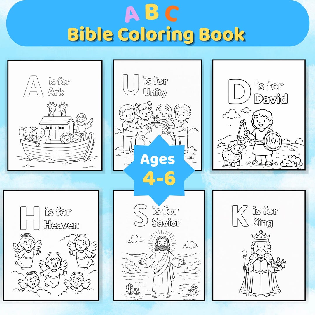 ABC Bible Coloring Book for Kids Ages 4-6 | Christian Alphabet ...